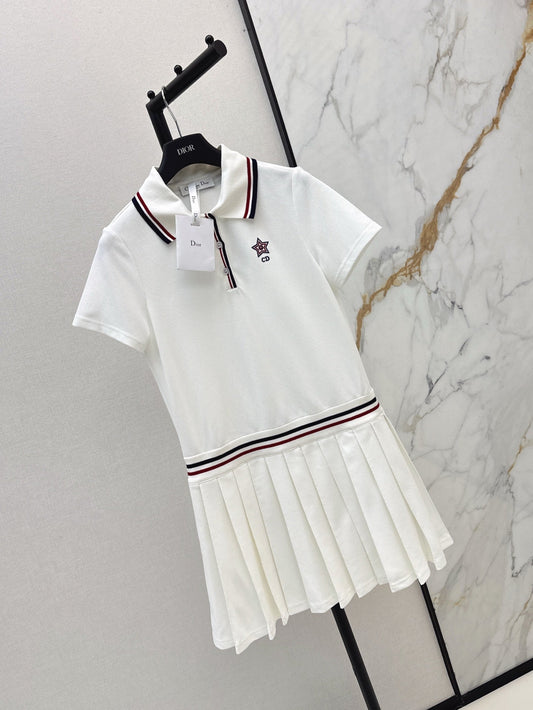 D*r 25ss Polo neck short sleeve pleated Dress