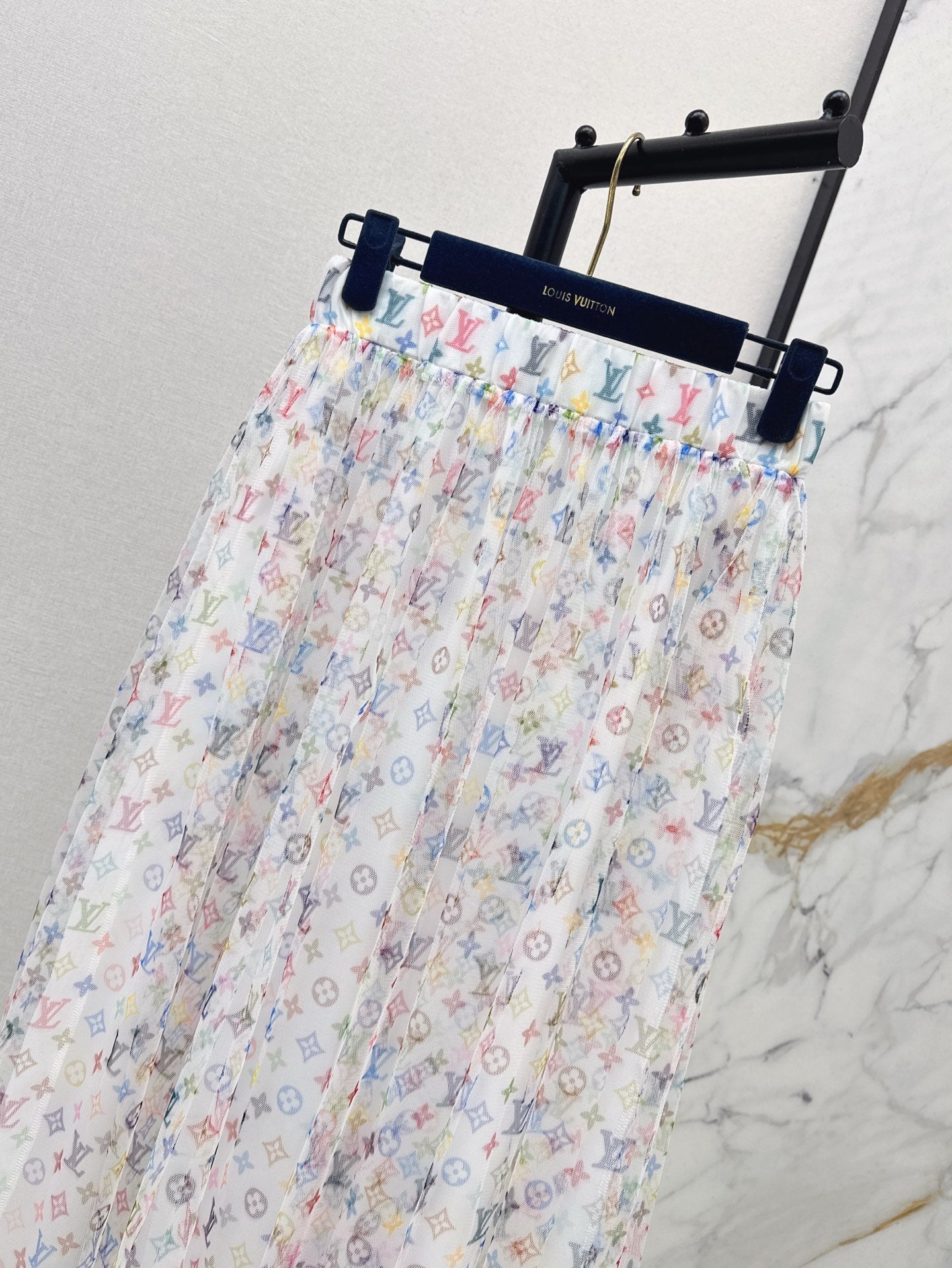 Loui* 25ss monogram print gauze midi skirt