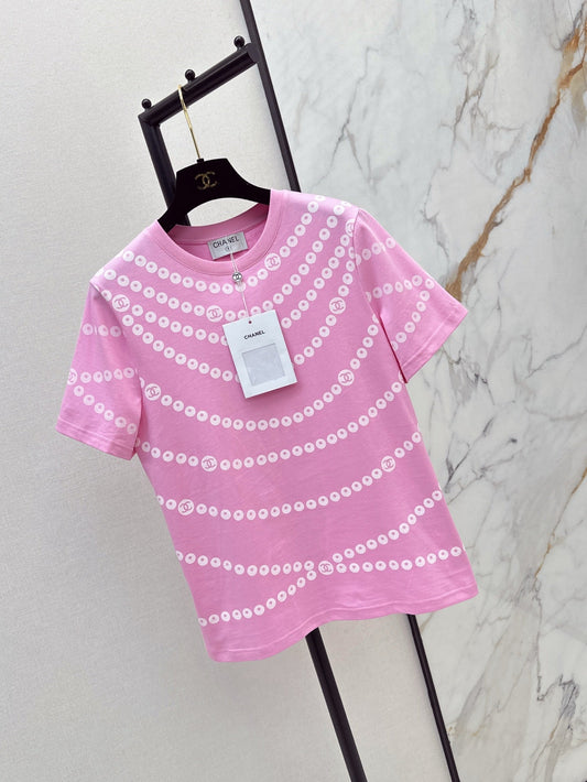 C*nel 25ss Pearl chain print T-shirt