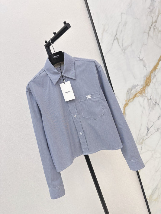 Cel* 25ss embroidered cotton crop shirt