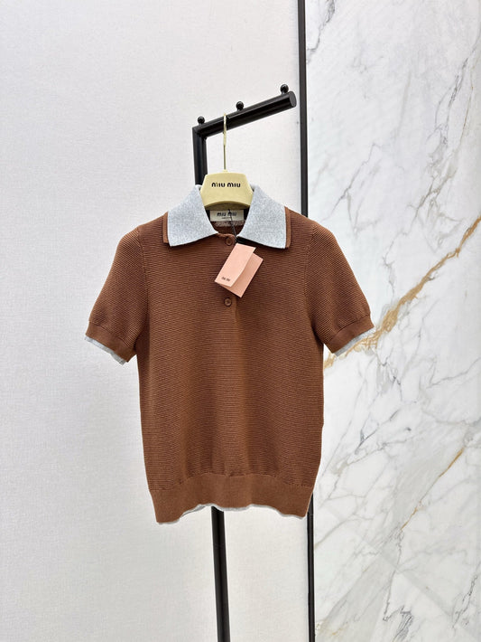 M*u 25ss cotton knitted polo shirt