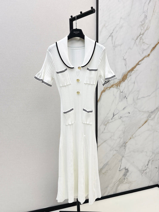 Balm* gold buttons long knit dress