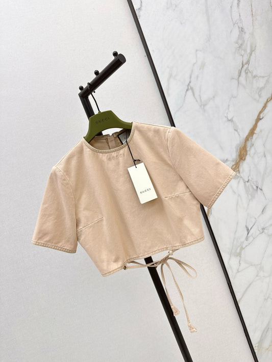 Gu* 25ss crop shirt with tie hem