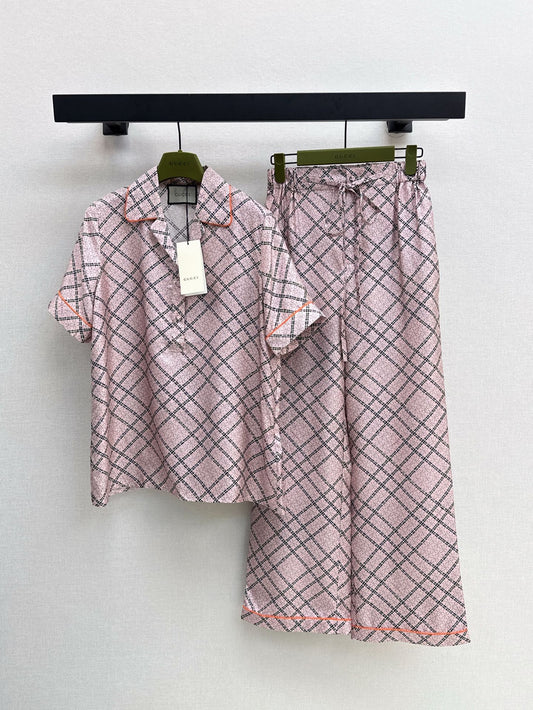 Gu* 25ss chain printed silk pants