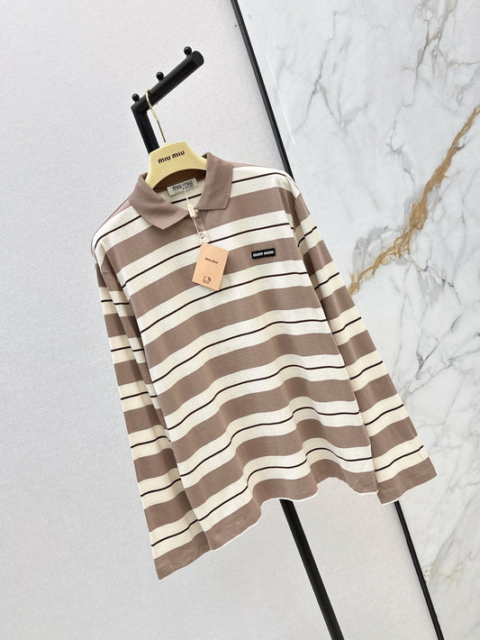 M*u 25ss striped long-sleeve polo shirt