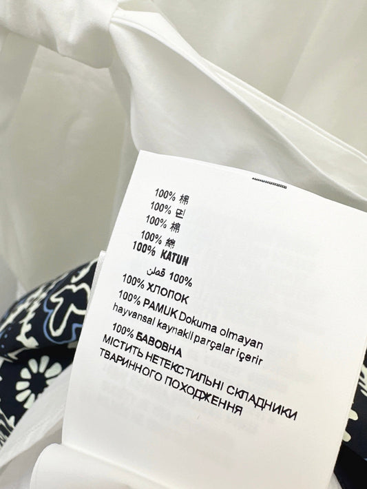 M*u 25ss slubbed poplin dress with print