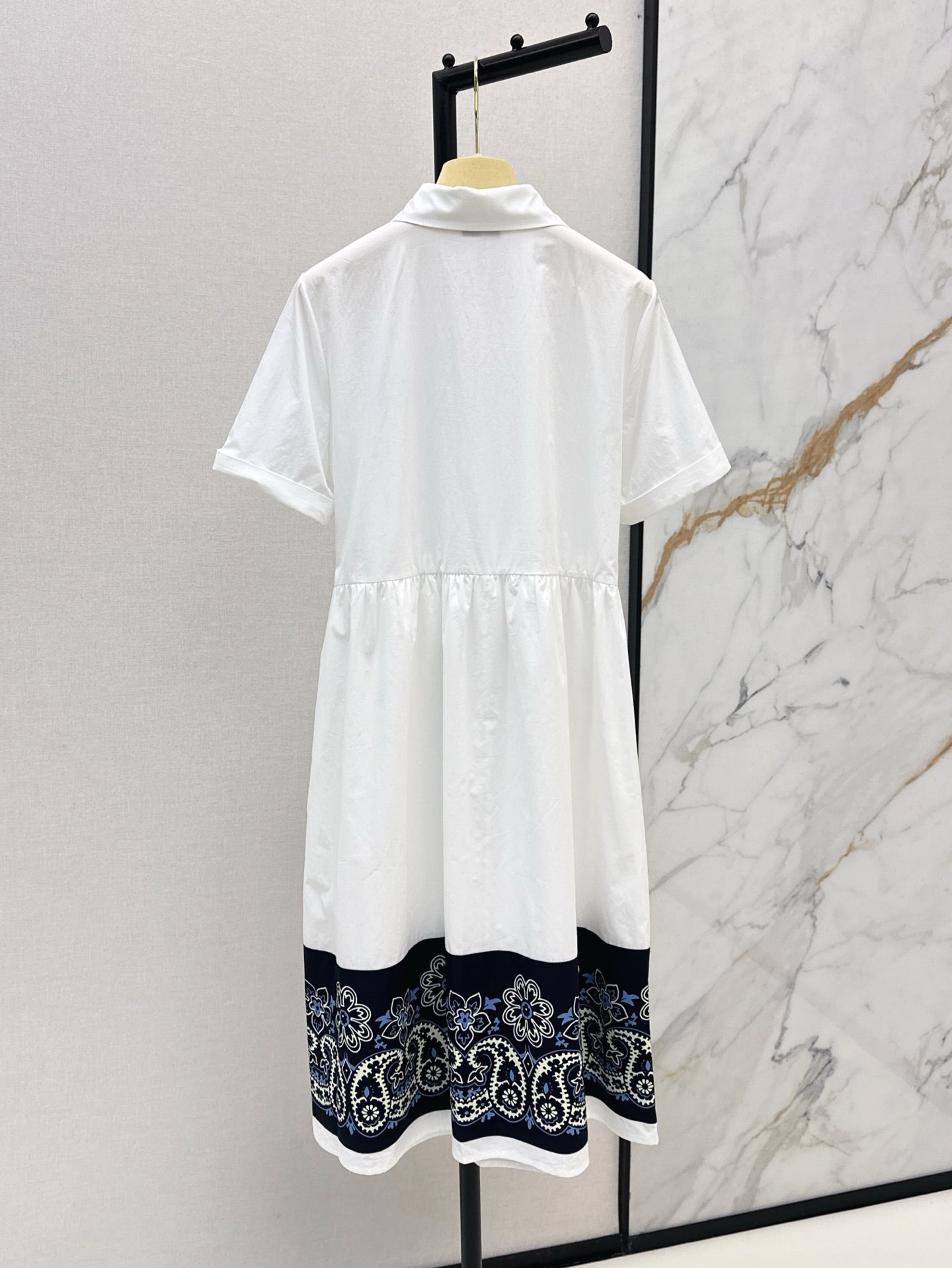 M*u 25ss slubbed poplin dress with print