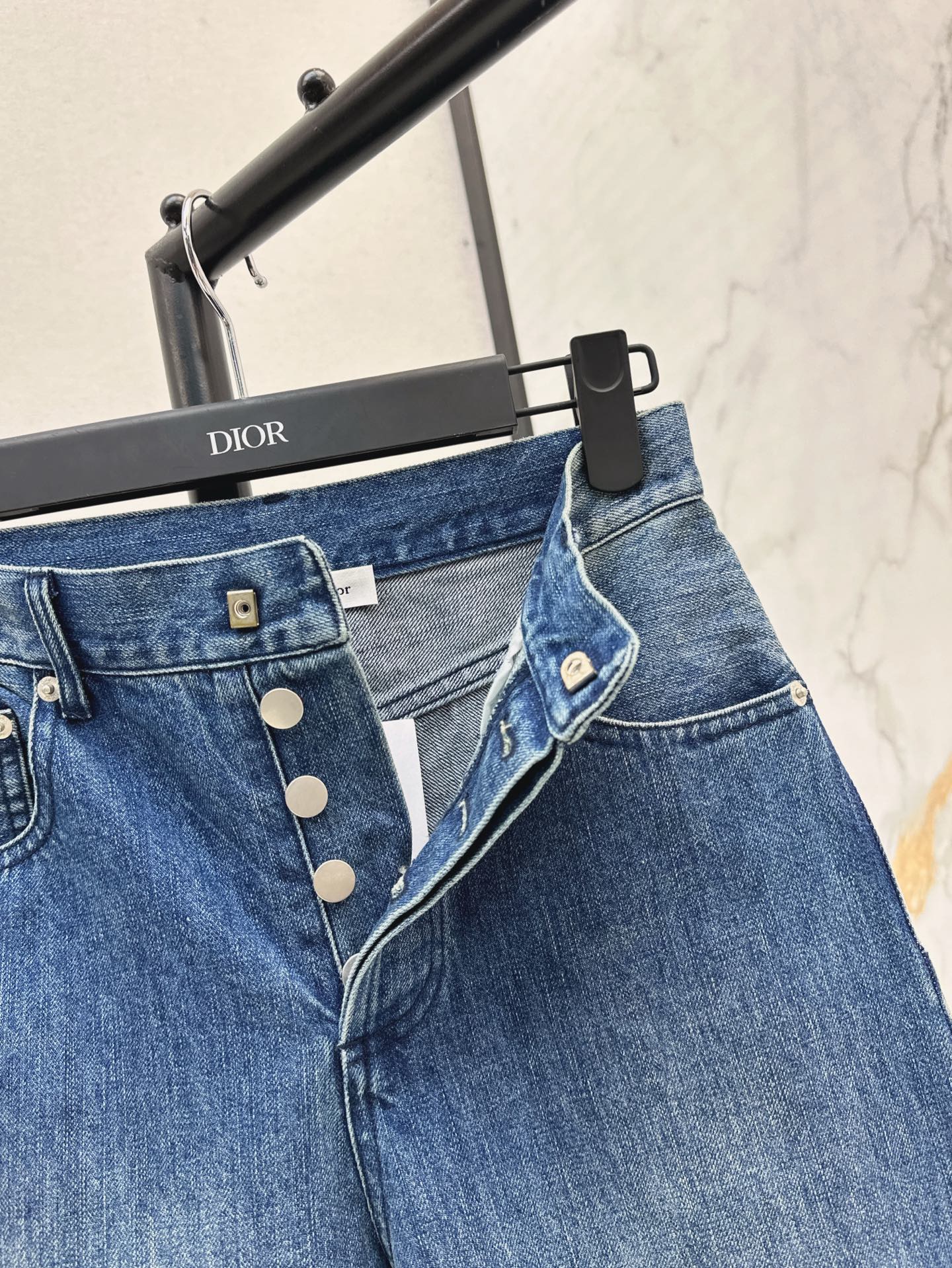 D*r 25ss check ribbon-covered denim pants