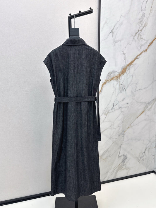 Brune*C 25ss belted denim dress