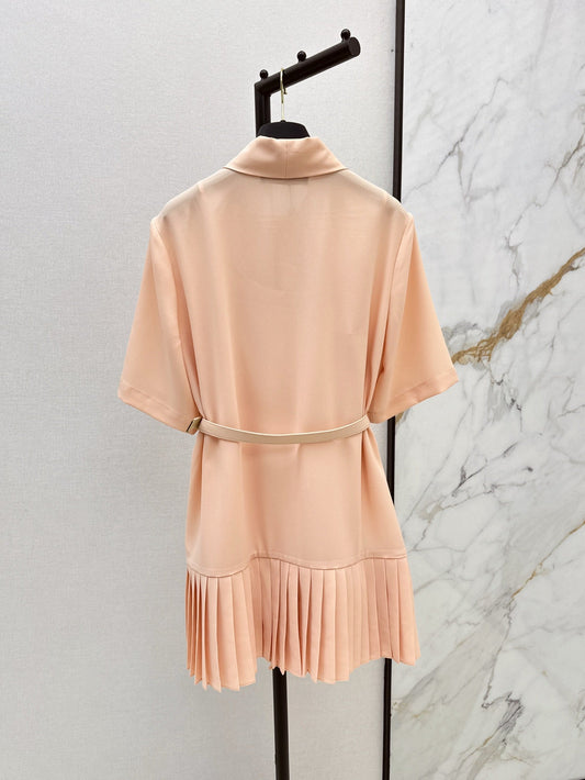 Loui* 25ss flowing bow tie pleated dress