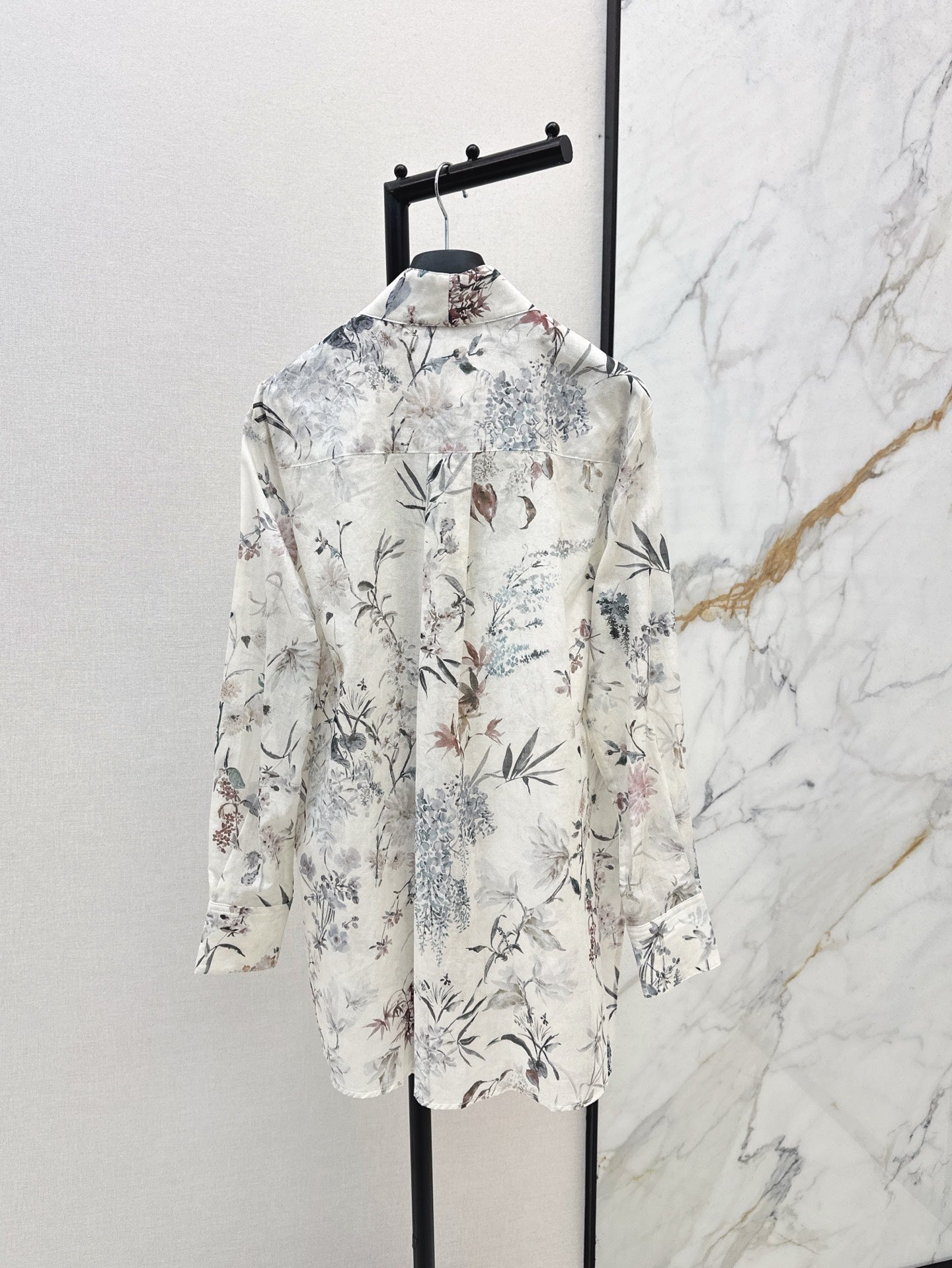 D*r 25ss long printed cotton muslin blouse