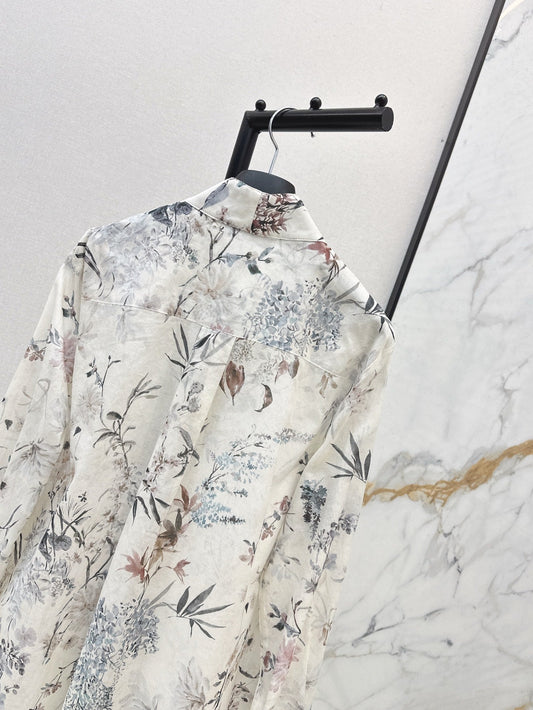 D*r 25ss long printed cotton muslin blouse