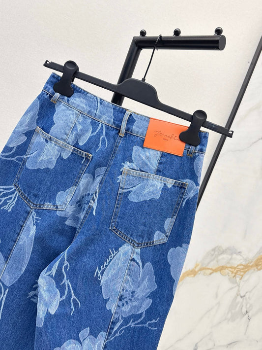 Fd* 25ss floral print denim pants