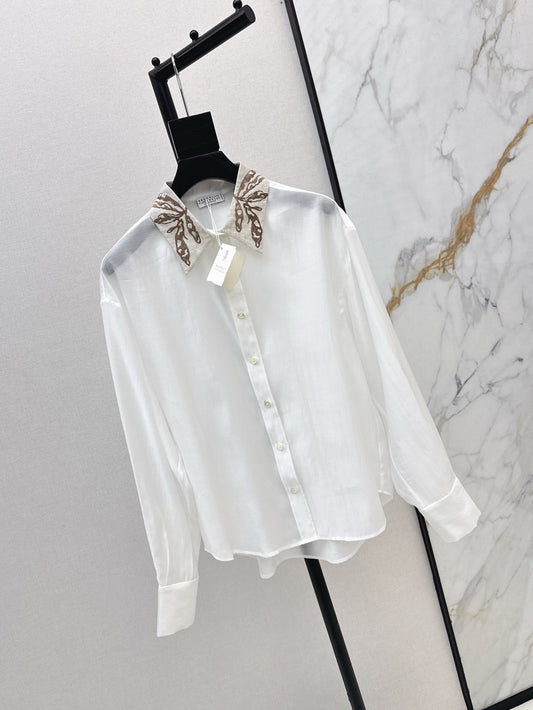 Brune*C embroidered tencel shirt