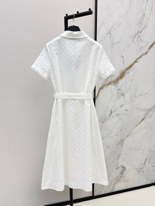 Loui* 25ss monogram jacquard belted dress