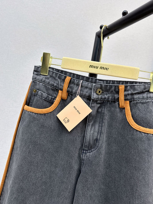 M*u 25ss denim and leather jeans