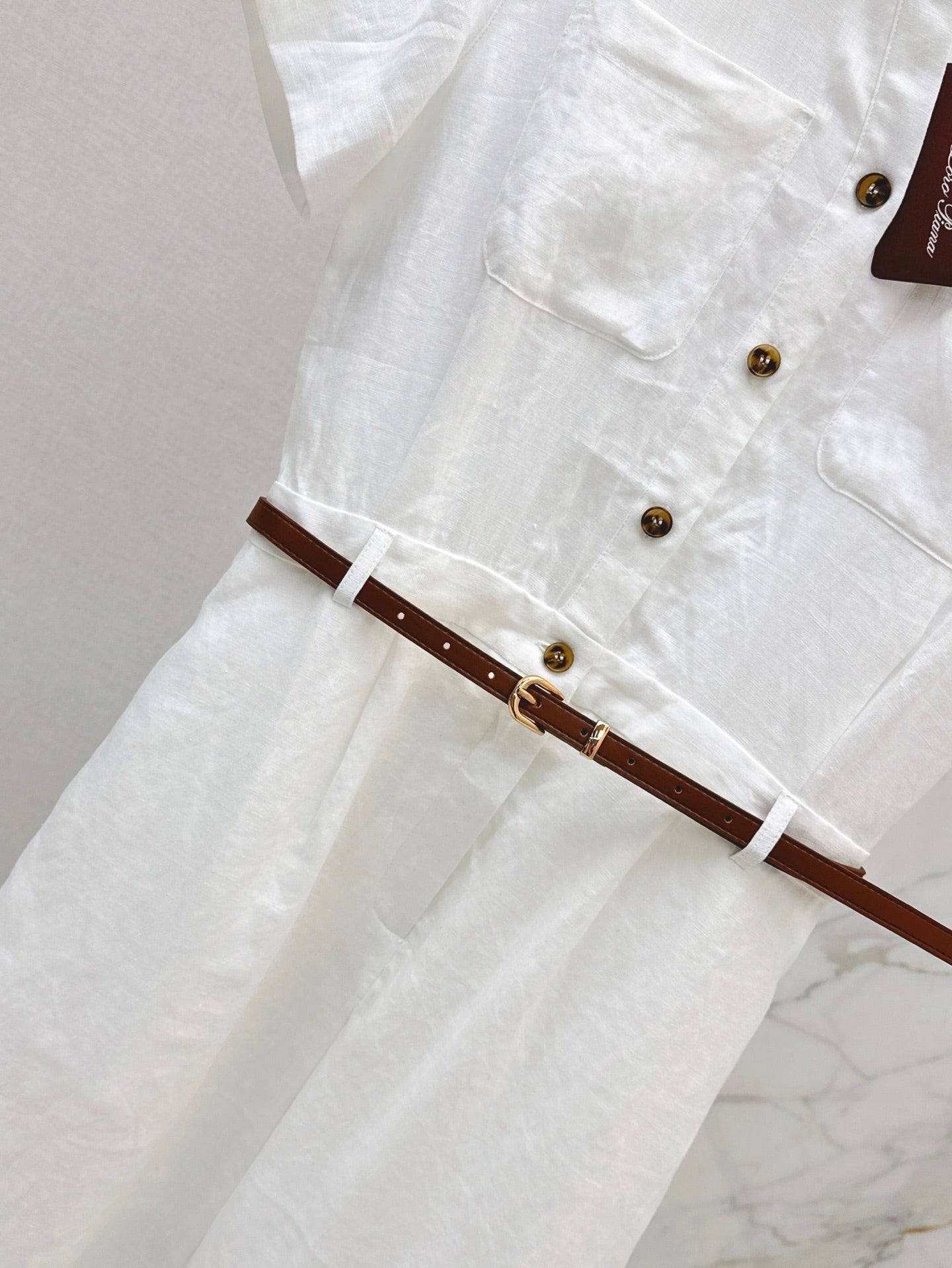 Lor*P 25ss linen belted shirt dress