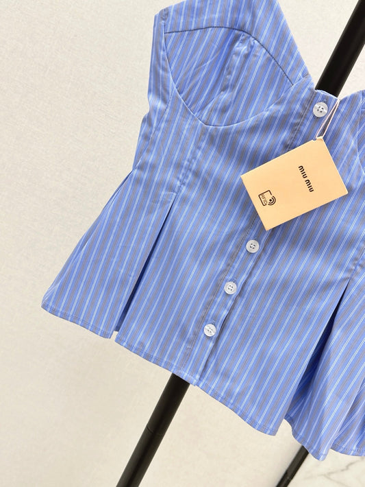 M*u 25ss ruffled striped camisole