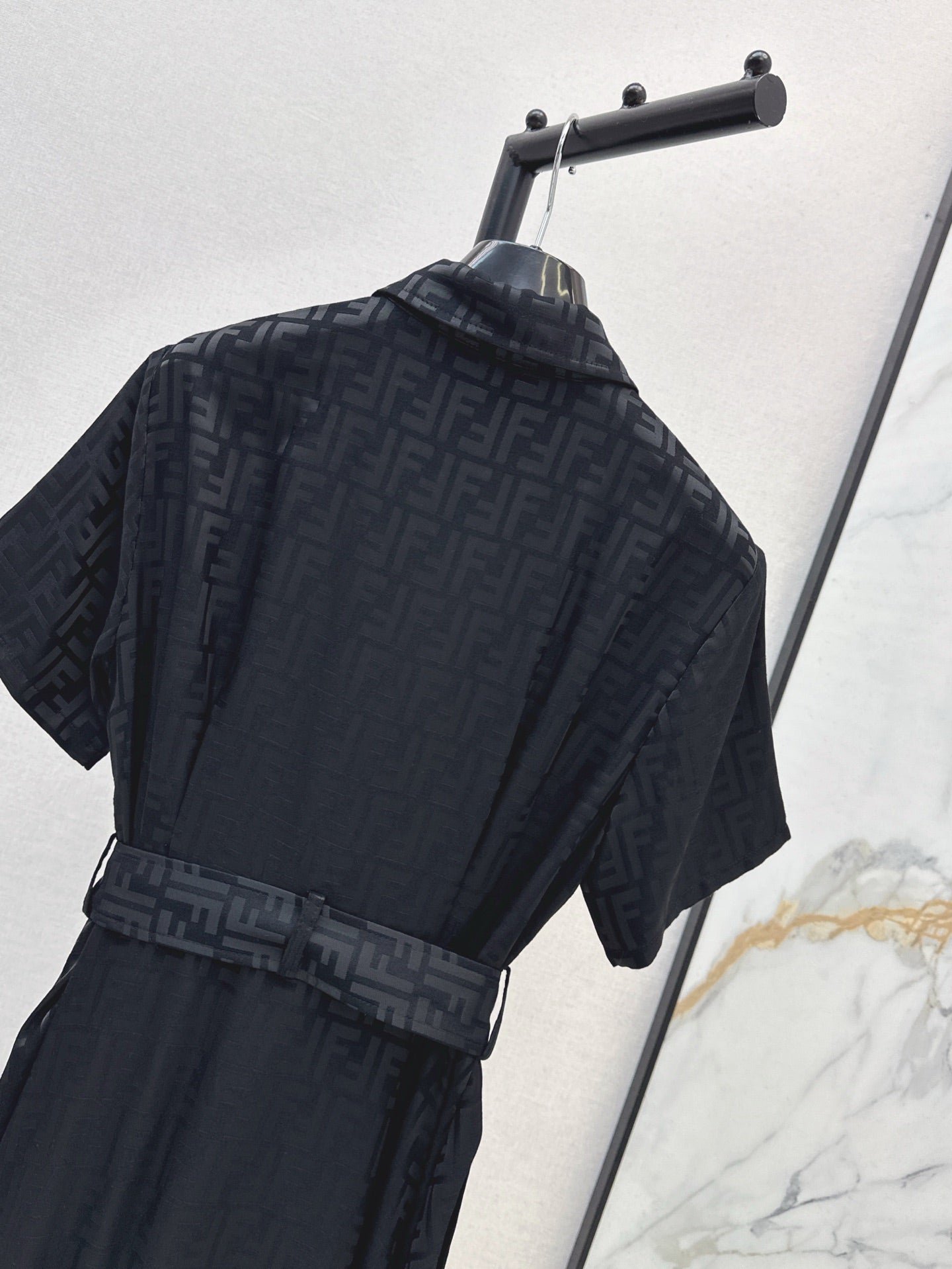 Fd* 25ss FF printed tied belt shirt dress