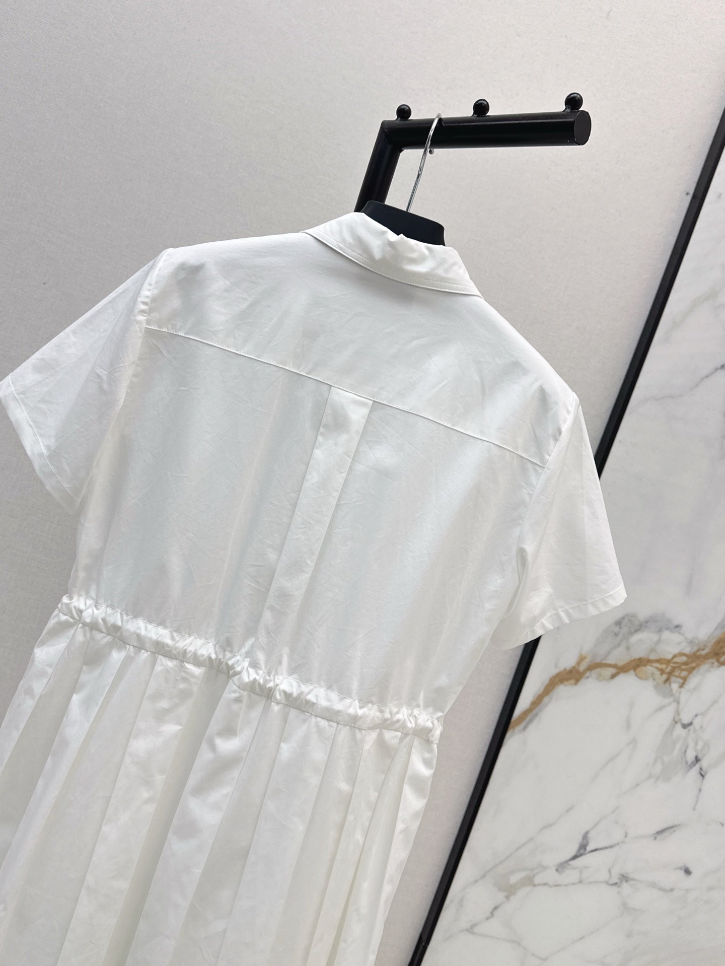 Pra* 25ss drawstring pleated shirt dress