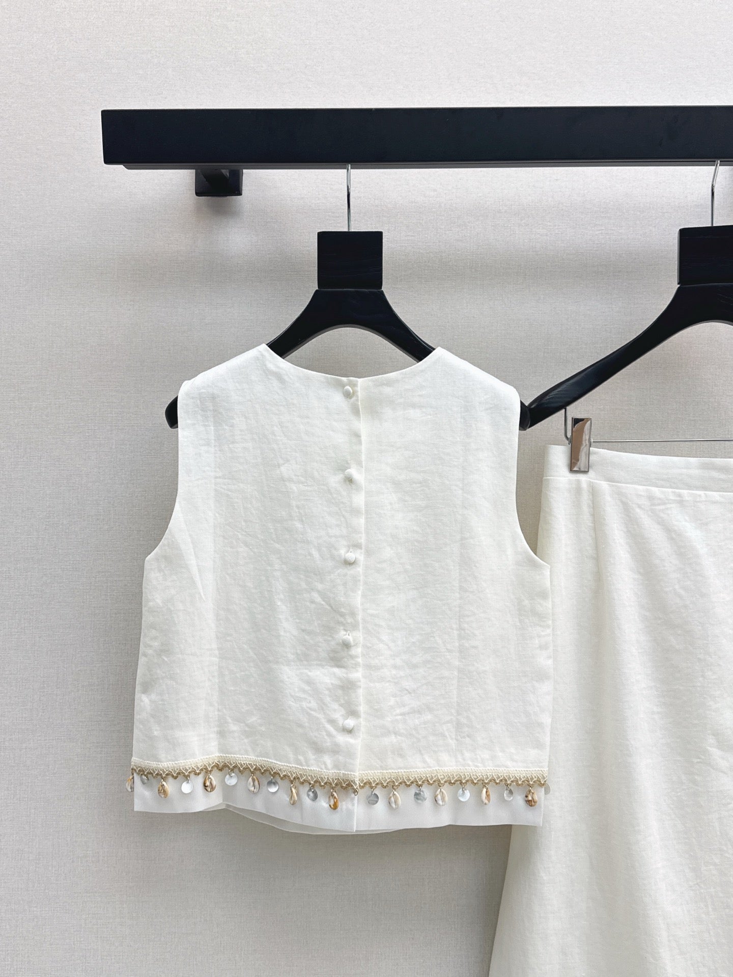 Lor*P 25ss lace trim cropped vest and skirt suit