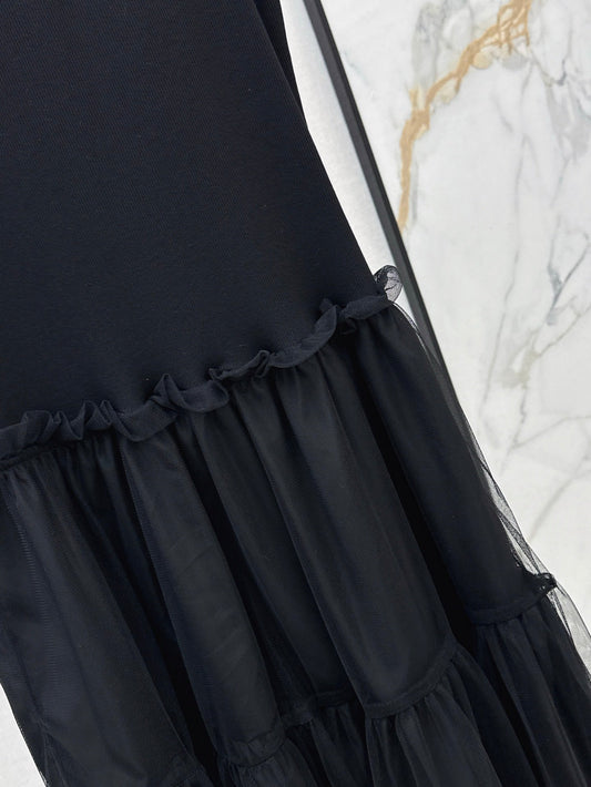 D*r 25ss mid-length mesh flared dress