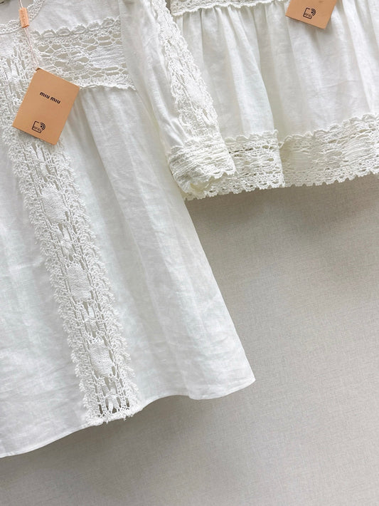 M*u 25ss lace shirt and shorts linen suit