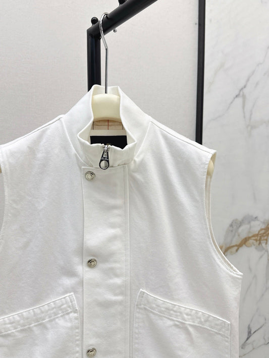 Lor*P 25ss ribbed stand collar denim vest