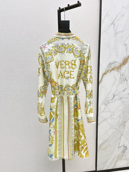 Versa* 25ss Barocco Silk Midi Shirt Dress
