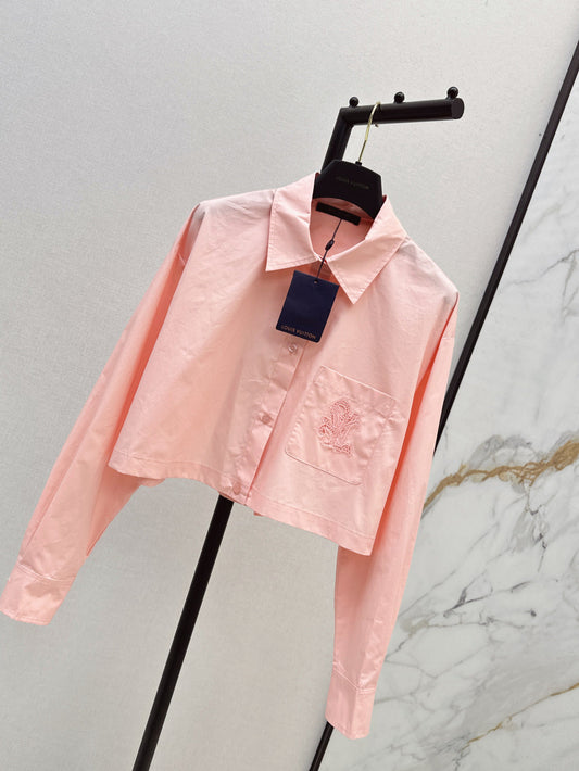 Loui* 25ss embroidered crop shirt