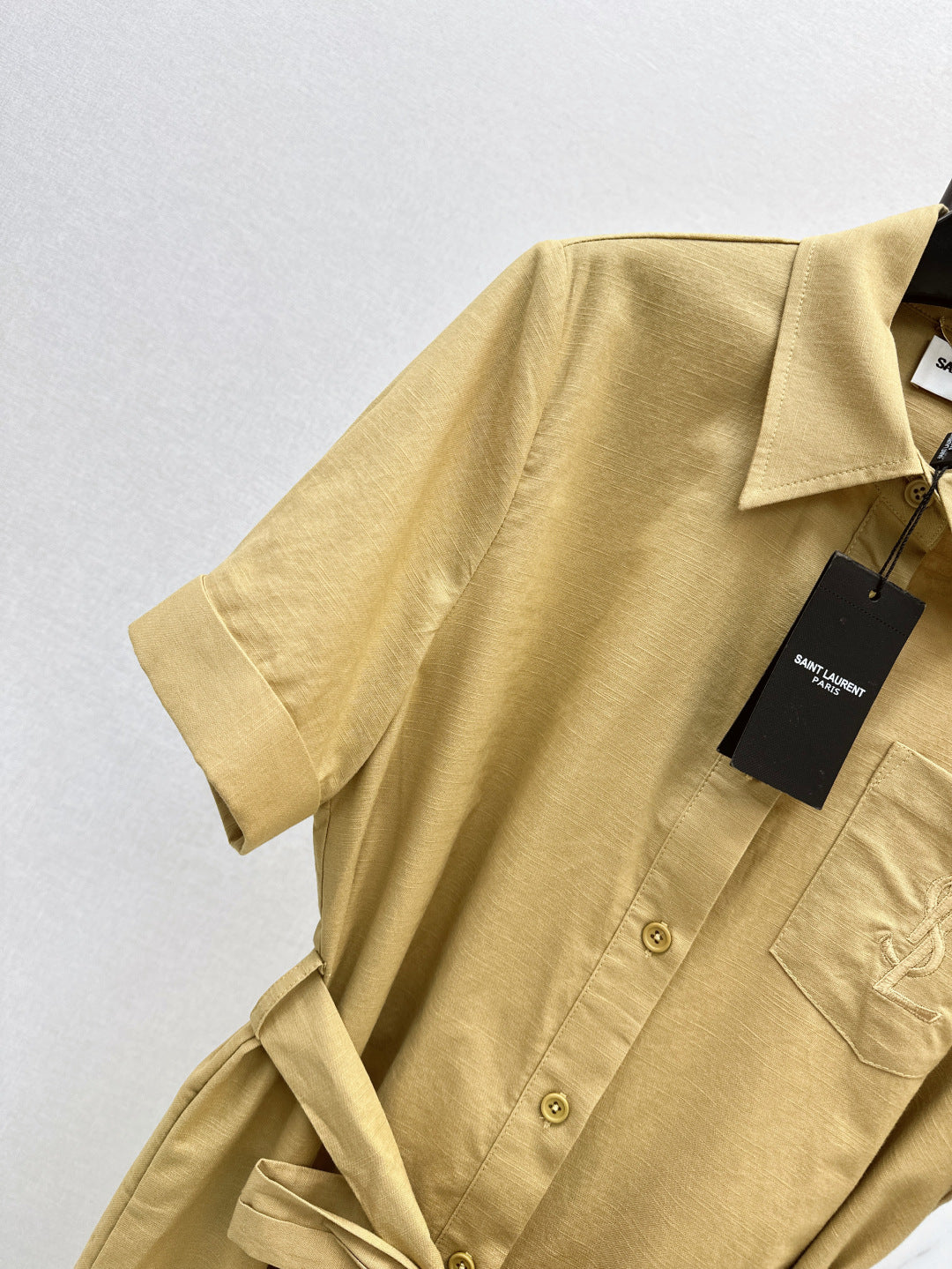 YS* embroidered tied shirtdress