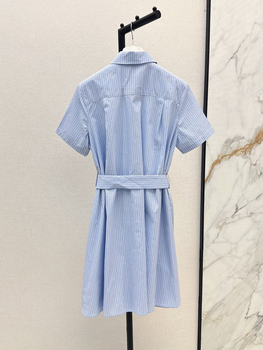 Loe* 25ss striped belted shirtdress