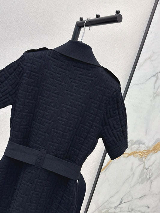 Balm* 25ss monogram knitted dress with gold buttons