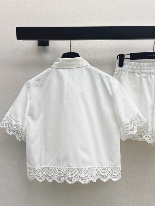 Loui* new lace trim shirt and shorts set
