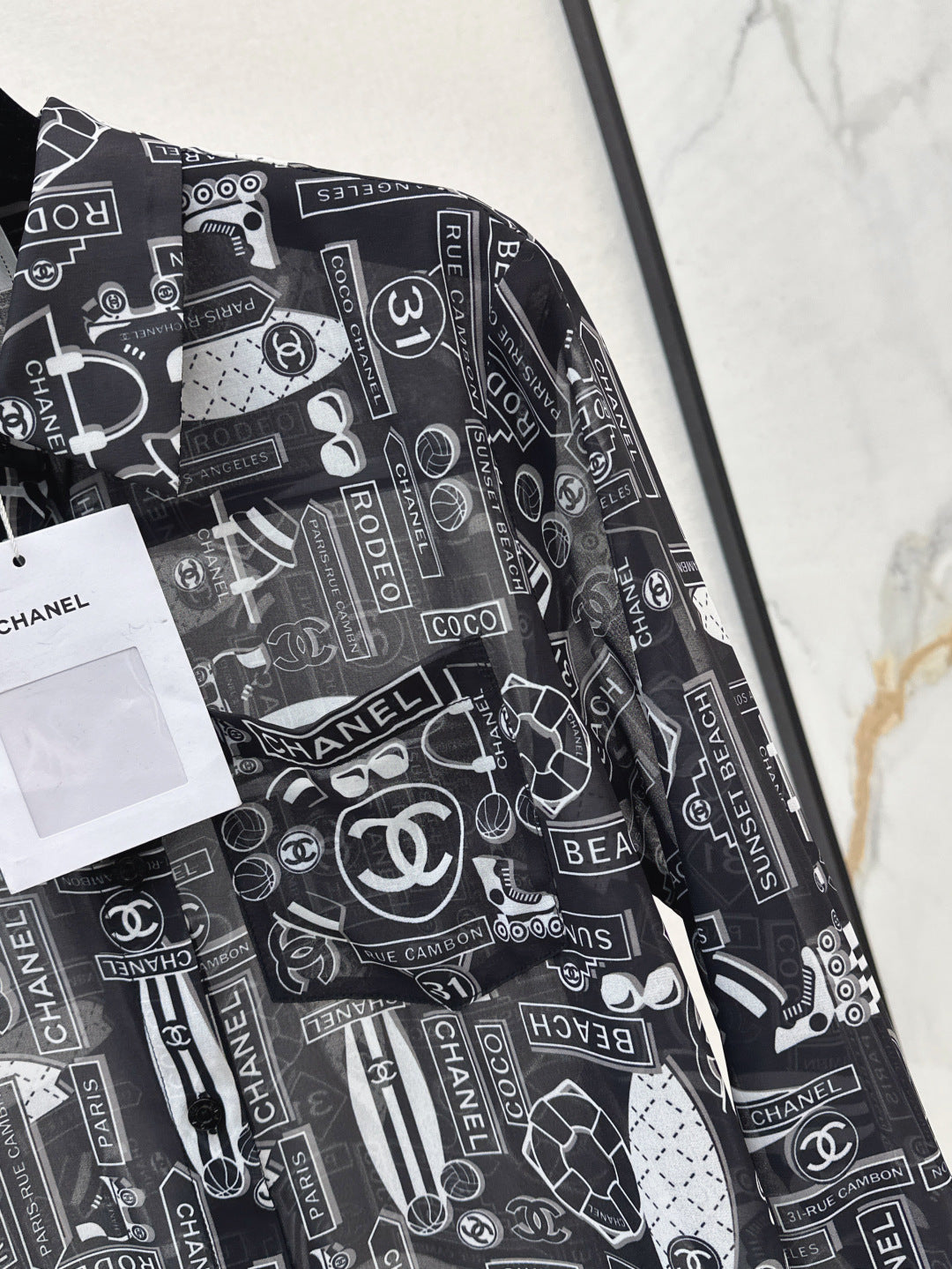 C*nel 25ss printed technical silk shirt