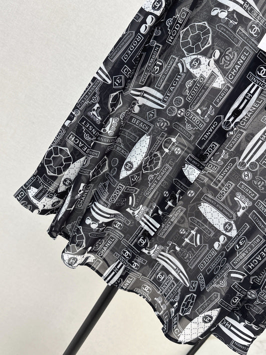 C*nel 25ss printed technical silk shirt