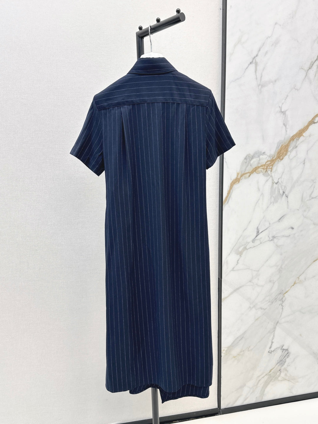 Loe* 25ss draped stripe shirt dress