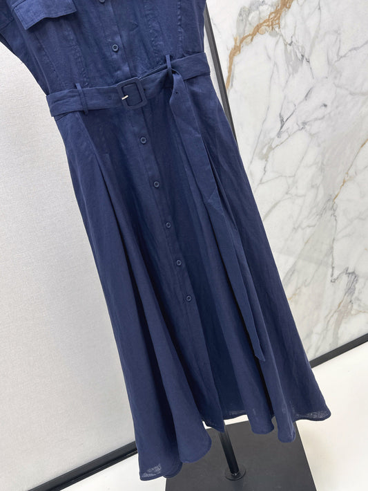 Lor*P 25ss tied belt cap sleeve shirt dress