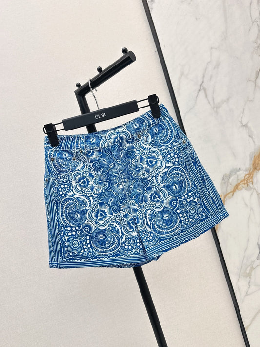 D*r 25ss Butterfly printed denim shorts