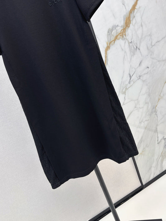 Gu* 25ss embroidered cotton dress with lace side