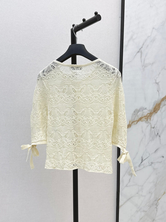 D*r 25ss crochet-effect cardigan with butterfly motif