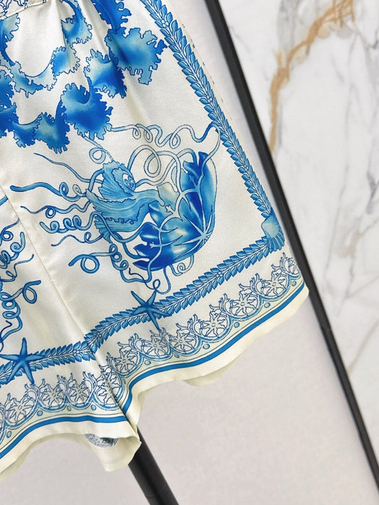 Versa* 25ss printed silk shorts