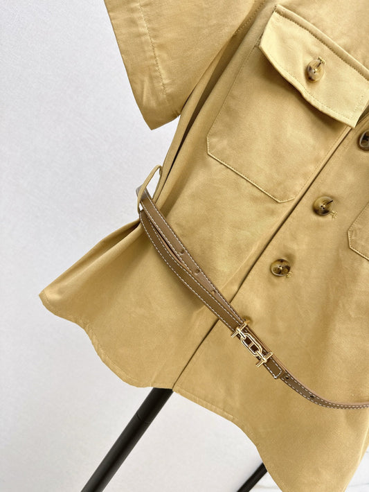 Herm* 25ss short-sleeve belted top