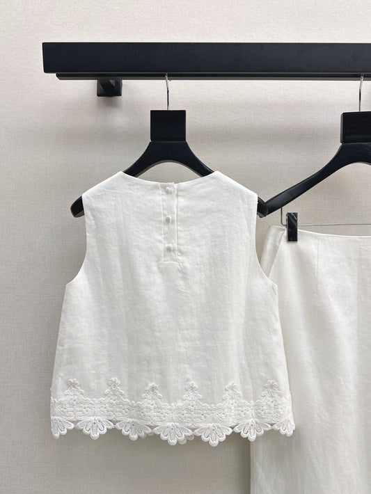 Lor*P 25ss lace trim vest and skirt set