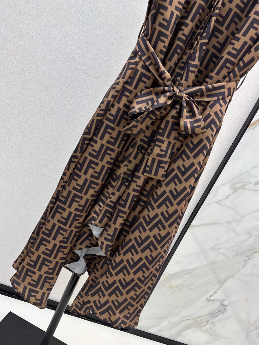 Fd* 25ss FF printed belt shirt dress