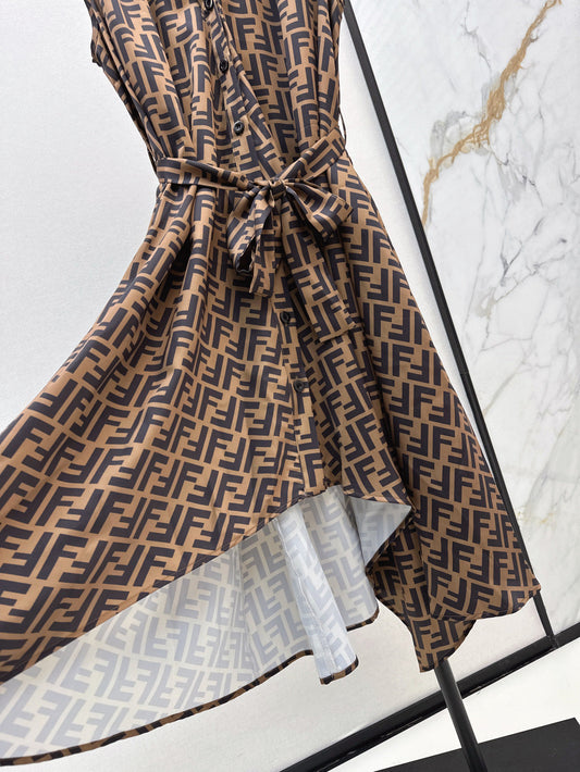 Fd* 25ss FF printed belt shirt dress