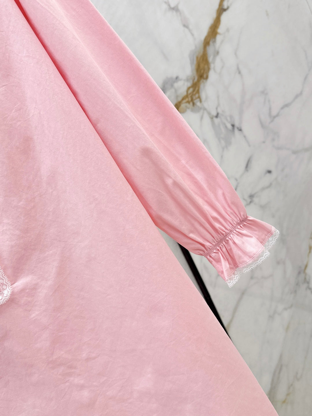 Pra* 25ss lace trim embroidered shirt dress