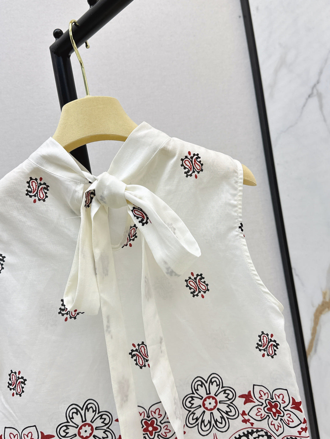 M*u 25ss printed linen vest and skirt set