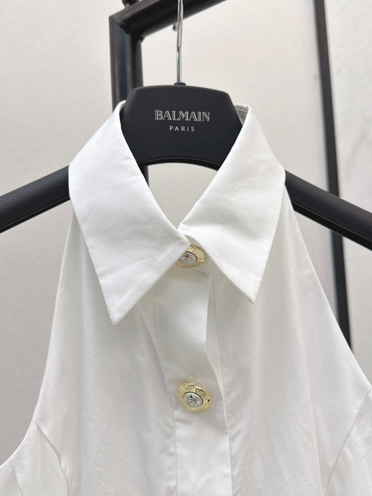 Balm* 25ss A-line backless poplin dress