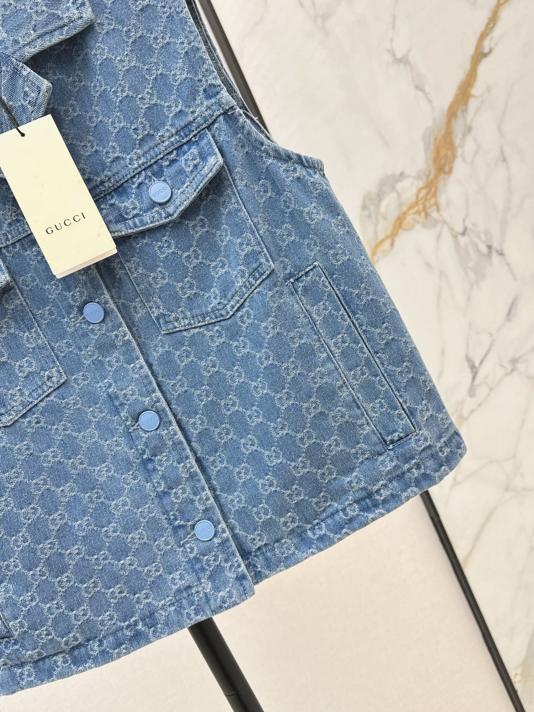 Gu* 25ss GG jacquard denim vest